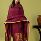 Handwoven Jamdani Linen Unstitched 2-piece Kurti | Raspberry Wine