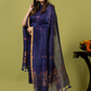 Handwoven Jamdani Linen Unstitched 2-piece Kurti | Indigo Blue
