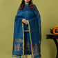 Handwoven Jamdani Linen Unstitched 2-piece Kurti | Teal Blue