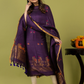 Handwoven Jamdani Linen Unstitched 2-piece Kurti | Aubergine Purple