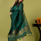 Handwoven Jamdani Linen Unstitched 2-piece Kurti | Emerald Green