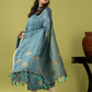 Handwoven Jamdani Linen Unstitched 2-piece Kurti | Powder Blue