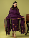 Handwoven Jamdani Linen Unstitched 2-piece Kurti | Royal Purple