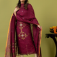 Handwoven Jamdani Linen Unstitched 2-piece Kurti | Raspberry Magenta