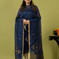 Handwoven Jamdani Linen Unstitched 2-piece Kurti | Navy Blue
