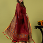 Handwoven Jamdani Linen Unstitched 2-piece Kurti | Crimson Red