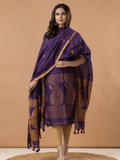 Handwoven Jamdani Linen Unstitched 2-Piece Kurti | Royal Purple