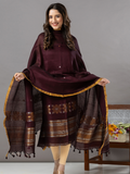 Handwoven Jamdani Linen Unstitched 2-Piece Kurti | Deep Plum