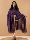 Handwoven Jamdani Linen Unstitched 2-Piece Kurti | Deep Violet
