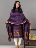 Handwoven Jamdani Linen Unstitched 2-Piece Kurti | Deep Purple