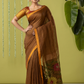 Handwoven Jamdani Linen Saree | Coffee Brown