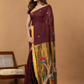 Handwoven Jamdani Linen Saree | Wine Maroon