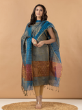 Handwoven Jamdani Muslin Unstitched 2-Piece Kurti | Slate Grey