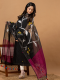 Handwoven Jamdani Muslin Unstitched 2-Piece Kurti | Jet Black