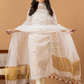 Handwoven Jamdani Muslin Unstitched 2-piece Kurti | White | Scattered Buttas with Floral border