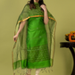 Handwoven Jamdani Muslin Unstitched 2-piece Kurti | Lime Green