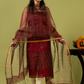 Handwoven Jamdani Muslin Unstitched 2-piece Kurti | Maroon Red