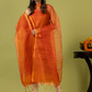 Handwoven Jamdani Muslin Unstitched 2-piece Kurti | Burnt Orange