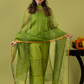 Handwoven Jamdani Muslin Unstitched 2-piece Kurti | Parrot Green