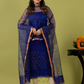 Handwoven Jamdani Muslin Unstitched 2-piece Kurti | Royal Blue