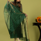 Handwoven Jamdani Muslin Unstitched 2-piece Kurti | Bottle Green