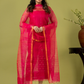 Handwoven Jamdani Muslin Unstitched 2-piece Kurti | Hot Pink