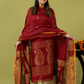 Handwoven Jamdani Muslin Unstitched 2-piece Kurti | Deep Red