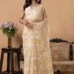 Handwoven Jamdani Muslin Saree | Beige | All-over Jamdani weaves