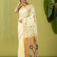 Handwoven Jamdani Muslin Saree | Yellow and Gold | All-over Buttas with All-over Jamdani weaves