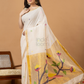 Handwoven Jamdani Muslin Saree | White and Gold | All-over Buttas with All-over Jamdani weaves