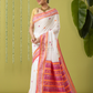 Handwoven Jamdani Muslin Saree | White and Red | All-over Buttas with All-over Jamdani weaves