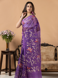 Handwoven Jamdani Muslin Saree | Lavender Purple