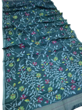 Handwoven Jamdani Muslin Saree | Deep Teal