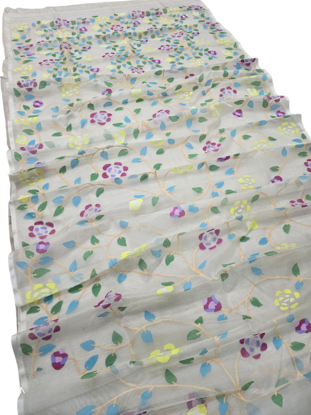 Handwoven Jamdani Muslin Saree | Dove Grey