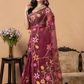 Handwoven Jamdani Muslin Silk Saree | Wine Mauve