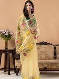 Handwoven Jamdani Muslin Silk Saree | Pale Yellow