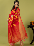Handwoven Jamdani Silk Cotton Unstitched 2-piece Kurti | Vermilion Red