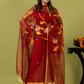 Handwoven Jamdani Silk Cotton Unstitched 2-piece Kurti | Deep Red