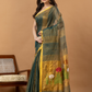 Handwoven Jamdani Silk Tissue Linen Saree | Deep Teal