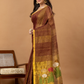 Handwoven Jamdani Silk Tissue Linen Saree | Copper Brown