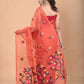 Muslin Jamdani Saree with Scarlet Red-121