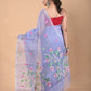 Hand Made Muslin Jamdani Saree With Sky Blue - 116