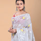 Gainsboro Color Muslin Jamdani Saree-109 - indeloom