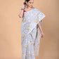 Gainsboro Color Muslin Jamdani Saree-109 - indeloom
