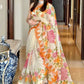 Hand Painted Roses and Dahila Floral Designer Organza Saree With - Hand Embroidery Gota (Pre-Order)Saree