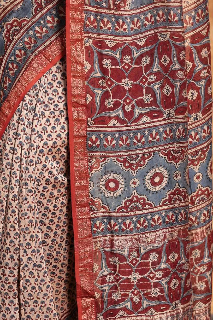 Ajrakh Exclusive Chanderi Cotton Saree - 006 - indeloom