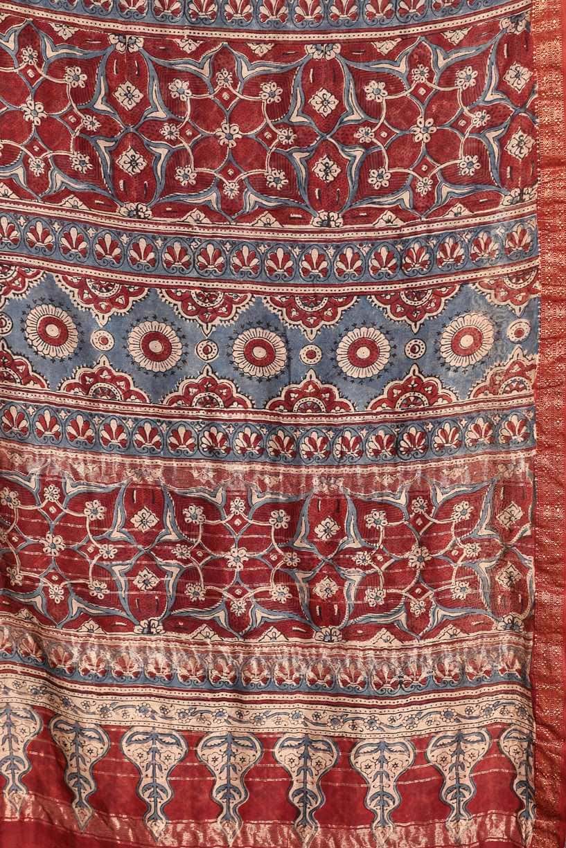 Ajrakh Exclusive Chanderi Cotton Saree - 006 - indeloom