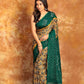 Ajrakh x Bandhini Green Saree-007 - indeloom