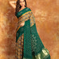 Ajrakh x Bandhini Green Saree-007 - indeloom