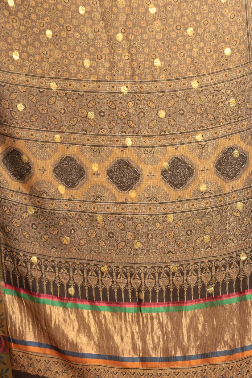 [PRE-ORDER] Ajrakh Designer Saree with Benaresi Floral Border - 016